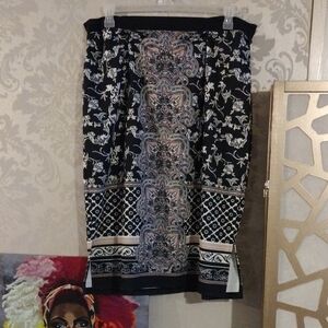 Cato Black and Cream Embellished Midi Pencil Skirt